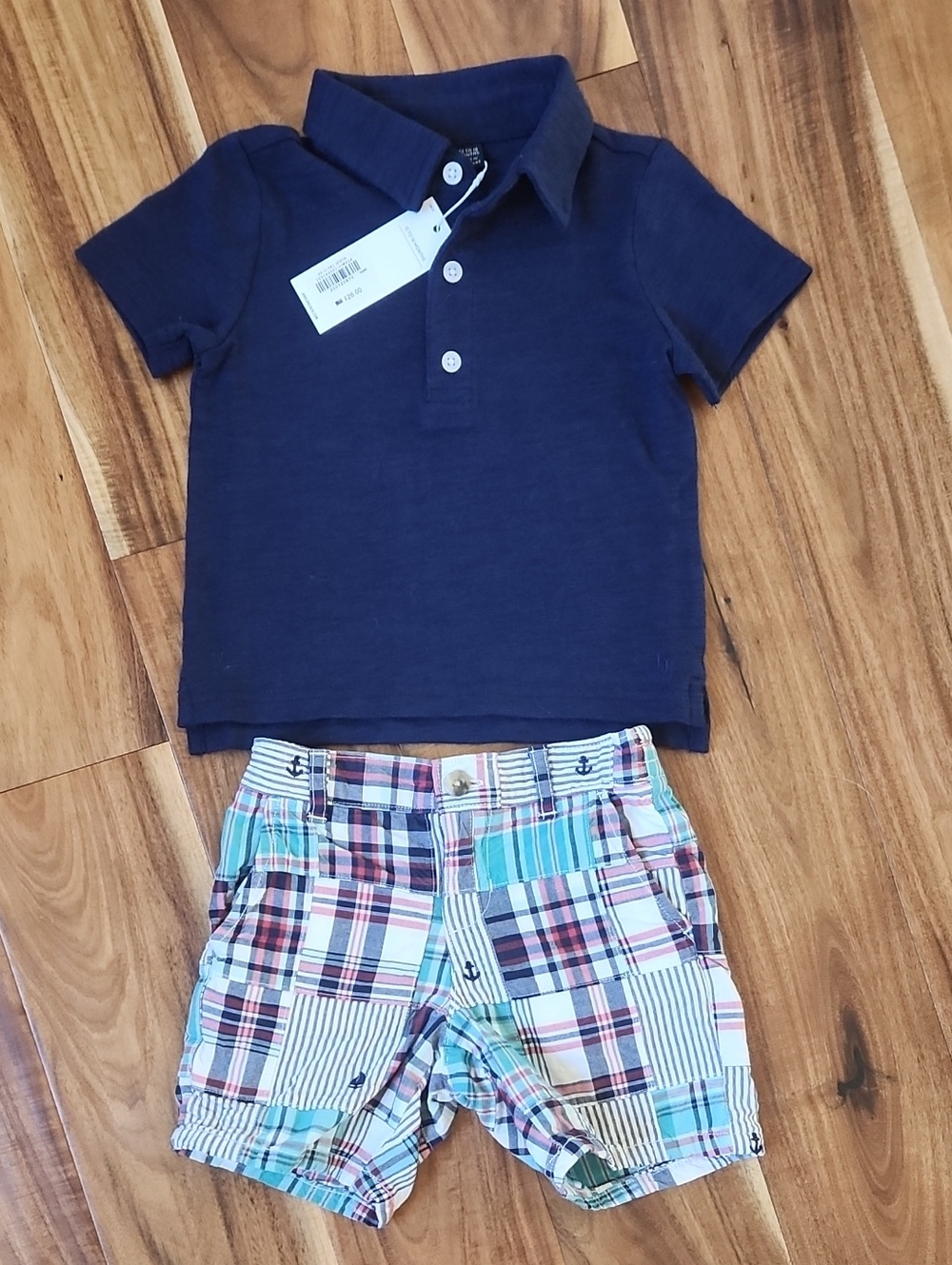 Janie and Jack Boy Bundle. Nwt Polo & Patchwork Sailing Shorts 12-18m